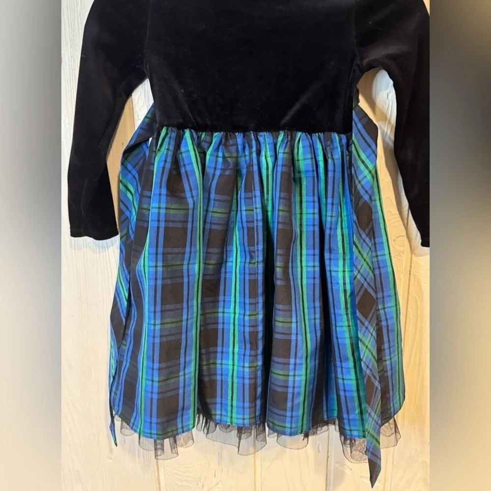 Youngland Girls Blue and Black Plaid Dress